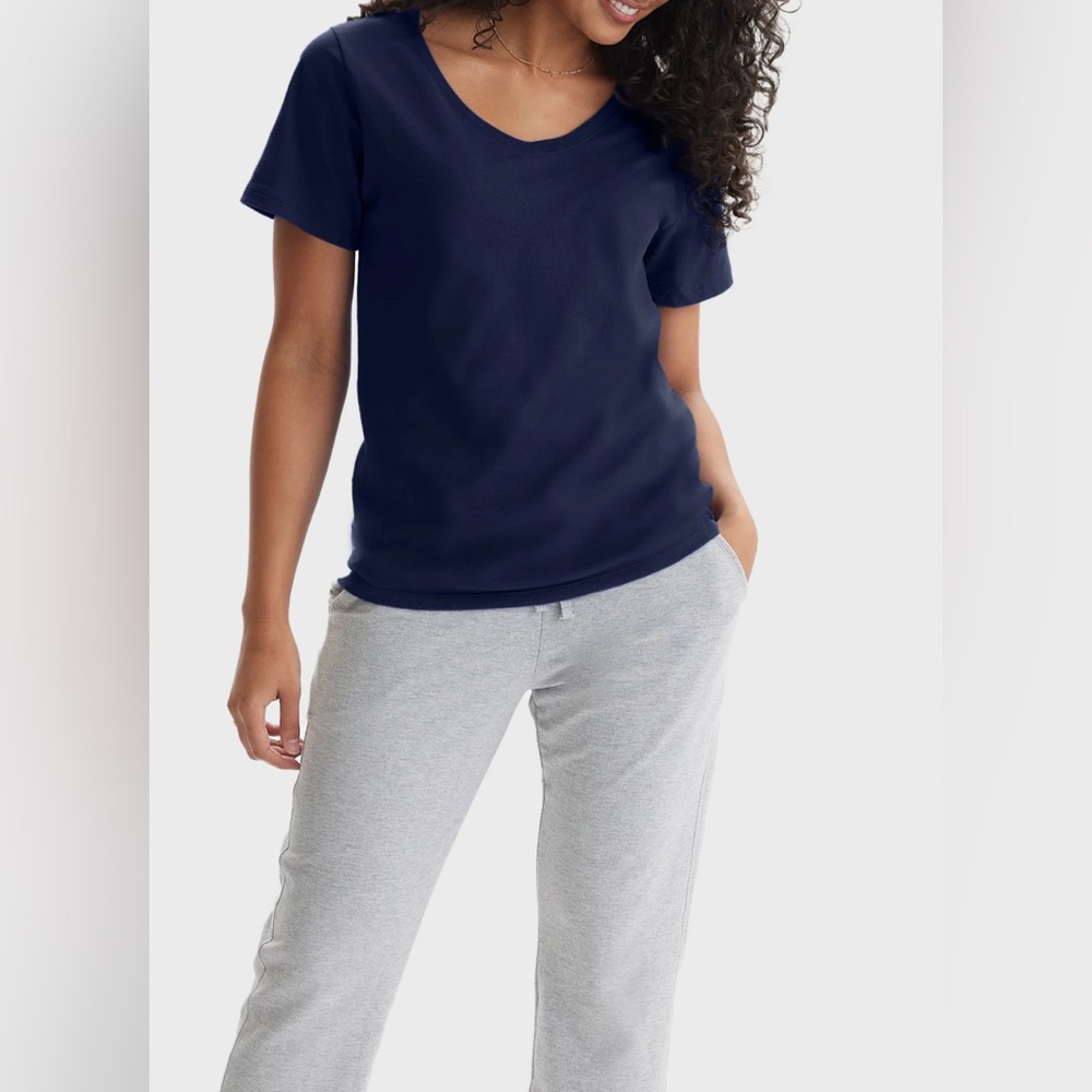 OAK + FORT Navy Blue Oversized T-Shirt XS | Relaxed Minimalist Basic Tee Soft